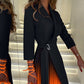💕Limited Sale 50% OFF💕Ombre Lapel Neck Tied Waist Pleated Blazer Dress