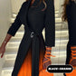 💕Limited Sale 50% OFF💕Ombre Lapel Neck Tied Waist Pleated Blazer Dress
