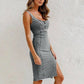 🌸Date Night Outfit Ideas🌸 Adjustable strap U-neck split denim bodycon cami dress+Breast patches