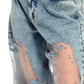 Women's Vintage Mesh Patchwork Printed Jeans