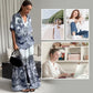Blue Printed Lightweight Set V-Neck Top & Pants