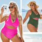 🔥HOT SALE 49% OFF🔥Womens Push-up Tummy Control Bathing Suits V-neck Cutout Swimsuits