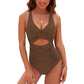 🔥HOT SALE 49% OFF🔥Womens Push-up Tummy Control Bathing Suits V-neck Cutout Swimsuits