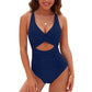 🔥HOT SALE 49% OFF🔥Womens Push-up Tummy Control Bathing Suits V-neck Cutout Swimsuits