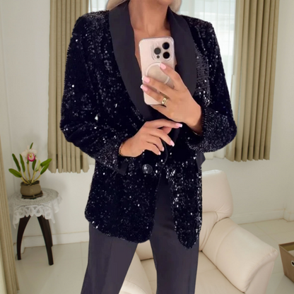 🎉Spring Hot Sale🎉Long Sleeve Sequin Blazer With Pockets