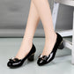Shiny high heel shoes with bow for women