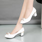 Shiny high heel shoes with bow for women