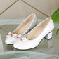 Shiny high heel shoes with bow for women
