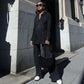 Pleated Button-Down Shirt & Pants 2-Piece Set