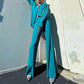 Pleated Button-Down Shirt & Pants 2-Piece Set