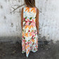 Women Leaves Pattern V-Neck Sleeveless Floor Length Dress