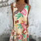 Women Leaves Pattern V-Neck Sleeveless Floor Length Dress