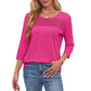 🧚‍♀️Last Day 50% OFF🤩2025 Women's 3/4 Length Sleeve Top Pleated Front T-Shirt