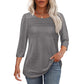 🧚‍♀️Last Day 50% OFF🤩2025 Women's 3/4 Length Sleeve Top Pleated Front T-Shirt