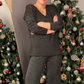 Sparkly V-Neck Tops ＆ Wide-Leg Pants Two-Piece Set