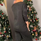 Sparkly V-Neck Tops ＆ Wide-Leg Pants Two-Piece Set