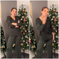 Sparkly V-Neck Tops ＆ Wide-Leg Pants Two-Piece Set
