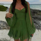 Wrap dress with V-neck and split sleeves