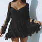 Wrap dress with V-neck and split sleeves