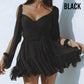 Wrap dress with V-neck and split sleeves