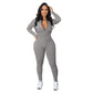 Solid Color Half Zip Seamless Jumpsuit