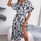 Women's Leopard V-Neck Lapel Long Shirt Dress