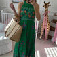 Sleeveless Halter Printed Maxi Dress