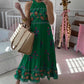 Sleeveless Halter Printed Maxi Dress