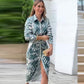 Women's Elegant Geometric Print Slit Dress