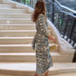 Women's Elegant Geometric Print Slit Dress
