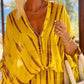 Yellow Sheer Silky Beach Dress with Lowered Waistline