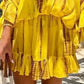 Yellow Sheer Silky Beach Dress with Lowered Waistline