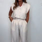 Sleeveless Shirt + Wide Leg Pants Set