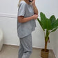 Women’s Solid Short-Sleeve Tops ＆ Pants Two-Piece Set