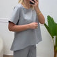 Women’s Solid Short-Sleeve Tops ＆ Pants Two-Piece Set