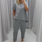 Women’s Solid Short-Sleeve Tops ＆ Pants Two-Piece Set