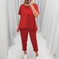 Women’s Solid Short-Sleeve Tops ＆ Pants Two-Piece Set