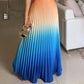 Women's Halter Pleated Gradient Color Dress
