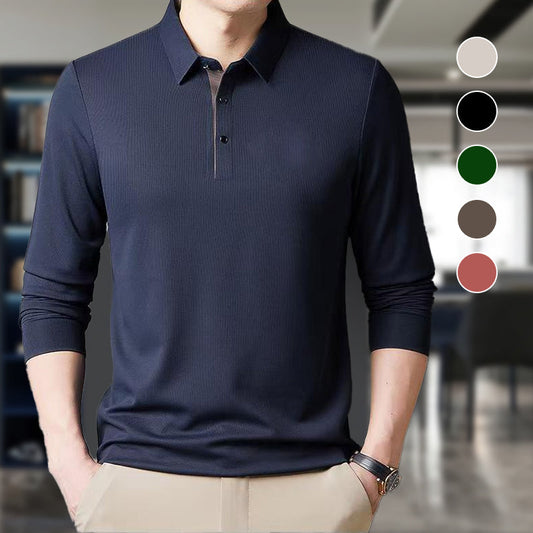 Thick, warm men's shirt with lapel and long sleeves