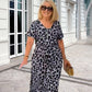 🔥Women's Leopard Print V-Neck Dress – Adjustable Waist & 4 Seasons