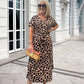 🔥Women's Leopard Print V-Neck Dress – Adjustable Waist & 4 Seasons