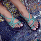 Flat sandals with braided strap for women