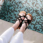 Flat sandals with braided strap for women