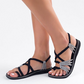 Flat sandals with braided strap for women