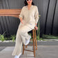 Women's Casual Loose Long Sleeve Shirt High Waist Split Wide Leg Pants Set