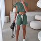 Women's Fashion Solid Color Sleeveless Top & Shorts Two Piece Set