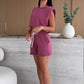 Women's Fashion Solid Color Sleeveless Top & Shorts Two Piece Set