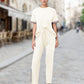 Women's Striped T-Shirt & Wide-Leg Joggers Set