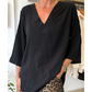 Women's Solid V-Neck 3/4 Sleeve Tops