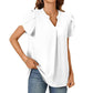 Women's V-neck plain top with short sleeves
